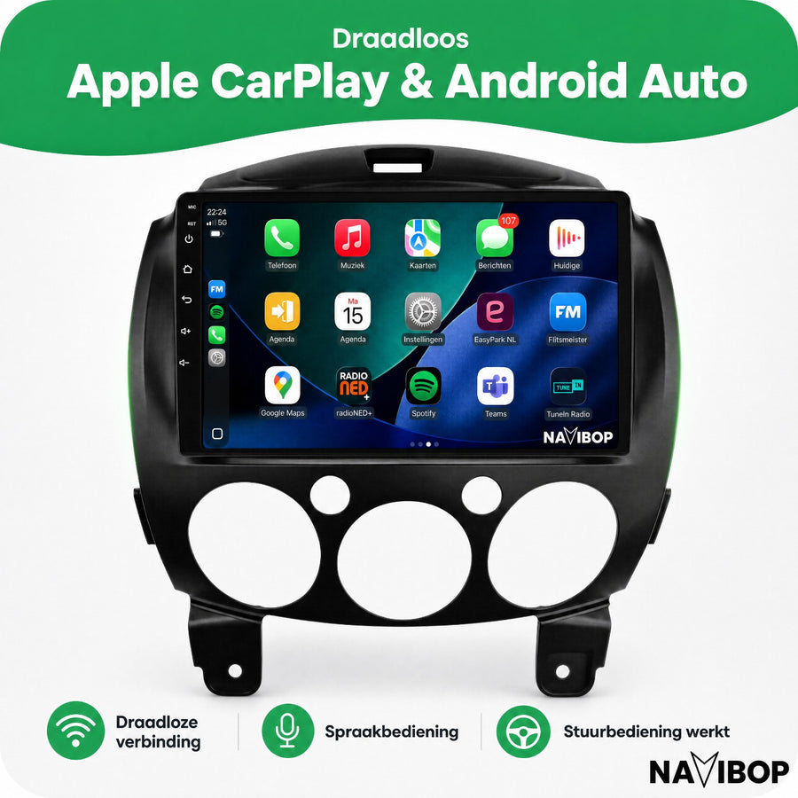Mazda 2 | Autoradio | CarPlay & Android Auto | Android 15.0 | 2007 t/m 2014