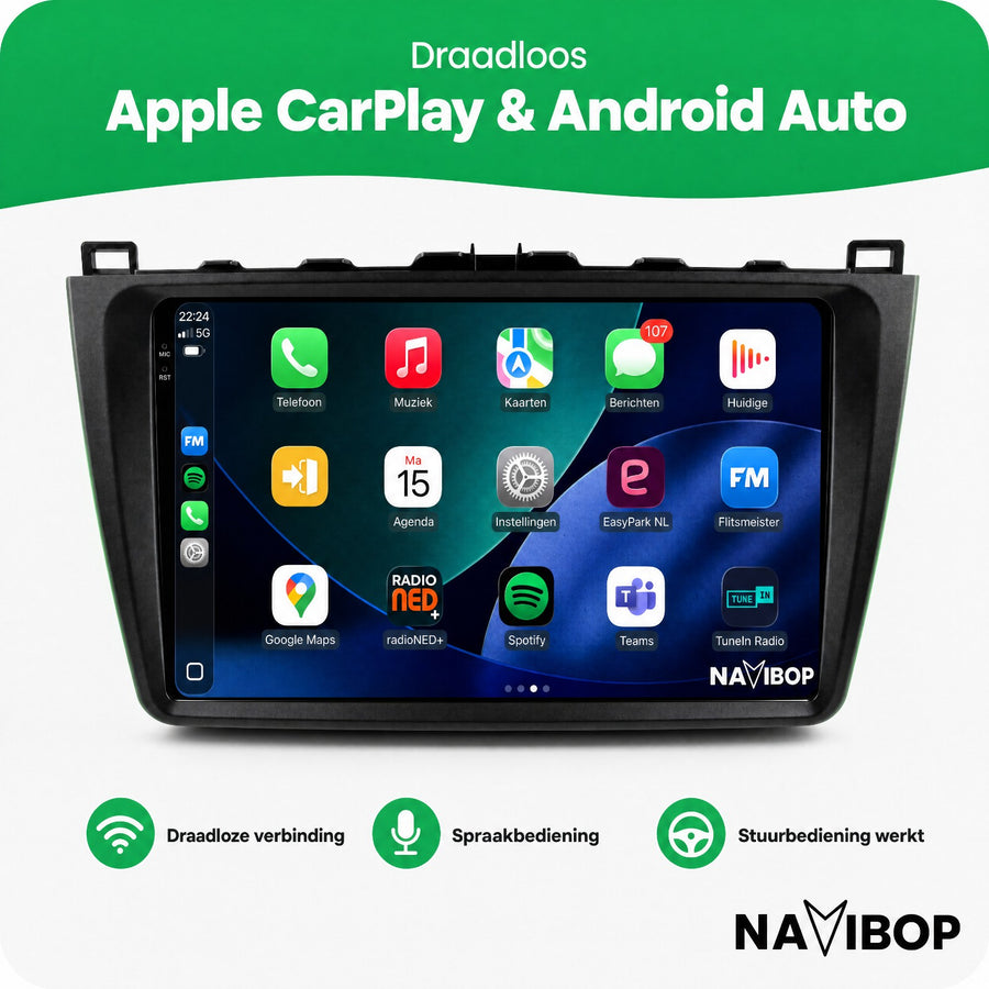 Mazda 6 | Autoradio | CarPlay & Android Auto | Android 15.0 | 2007 t/m 2012