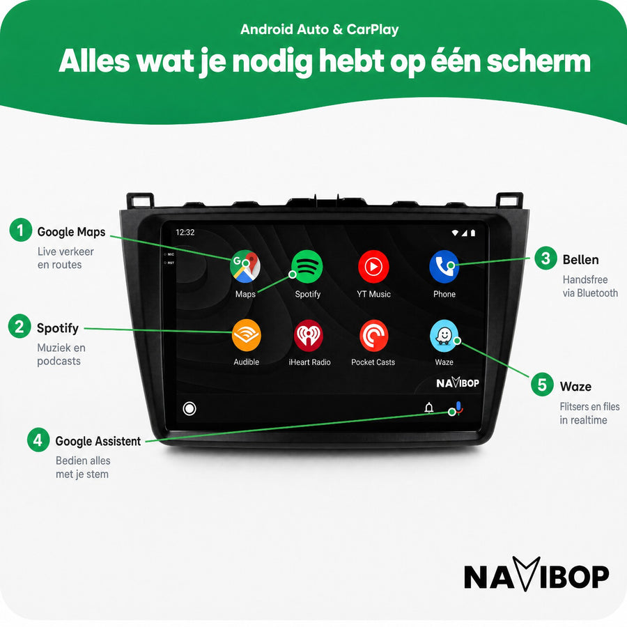 Mazda 6 | Autoradio | CarPlay & Android Auto | Android 15.0 | 2007 t/m 2012