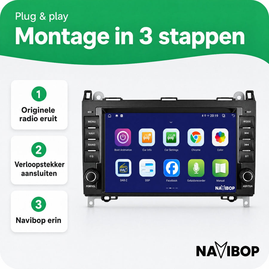 Mercedes A-klasse B-klasse V-klasse | Autoradio | CarPlay & Android Auto | Android 15.0