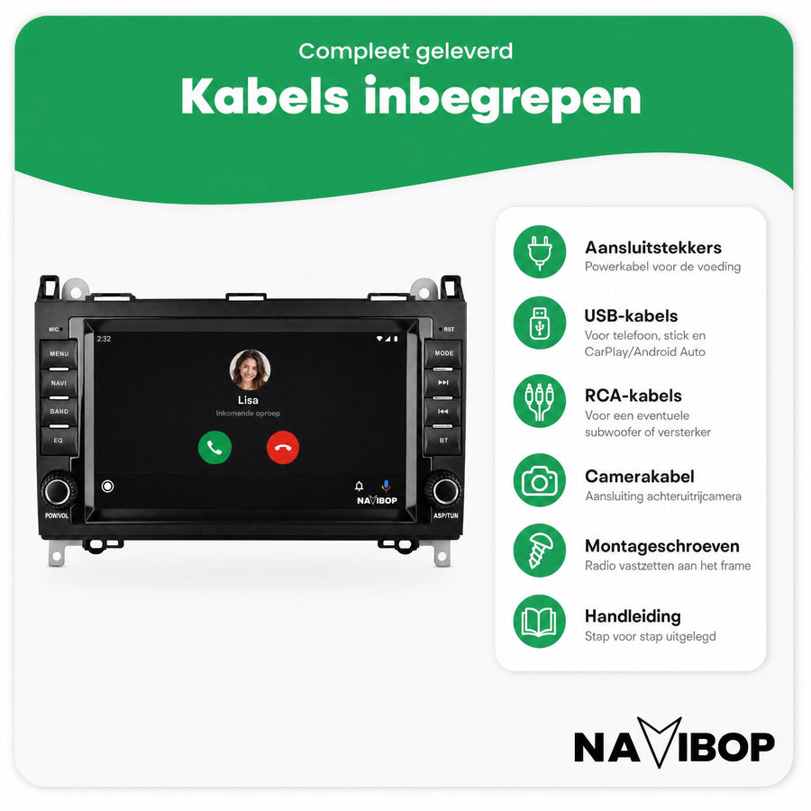 Mercedes A-klasse B-klasse V-klasse | Autoradio | CarPlay & Android Auto | Android 15.0