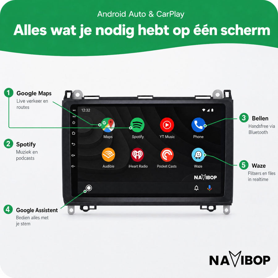 Mercedes A-klasse C-klasse Clk-klasse | Autoradio | CarPlay & Android Auto | Android 15.0
