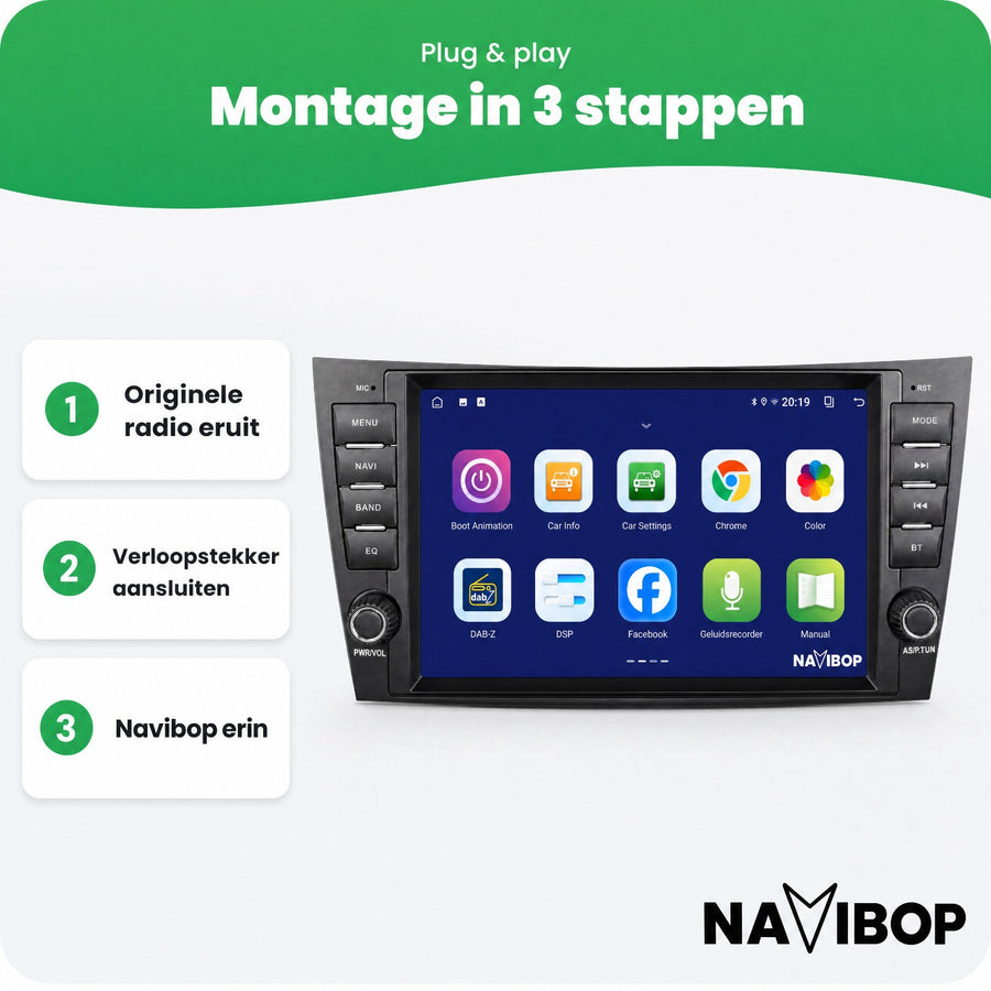 Mercedes E-klasse Cls-klasse W211 | Autoradio | CarPlay & Android Auto | Android 15.0