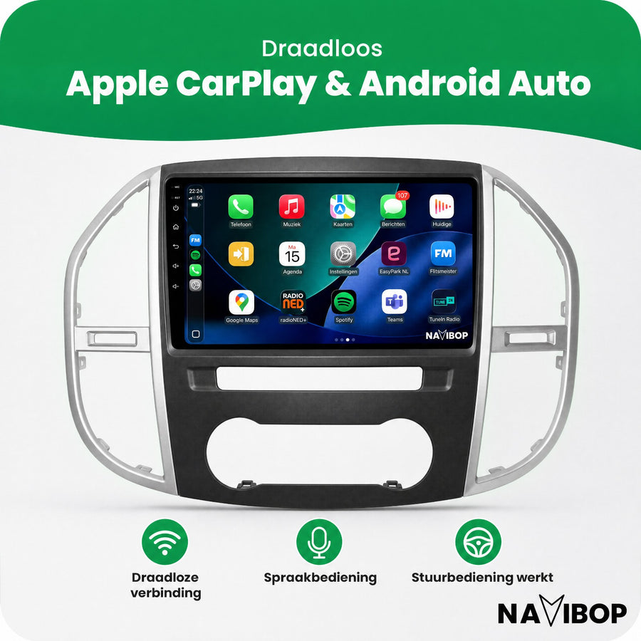 Mercedes Vito Versie 1 | Autoradio | CarPlay & Android Auto | Android 15.0 | 2014 t/m 2022