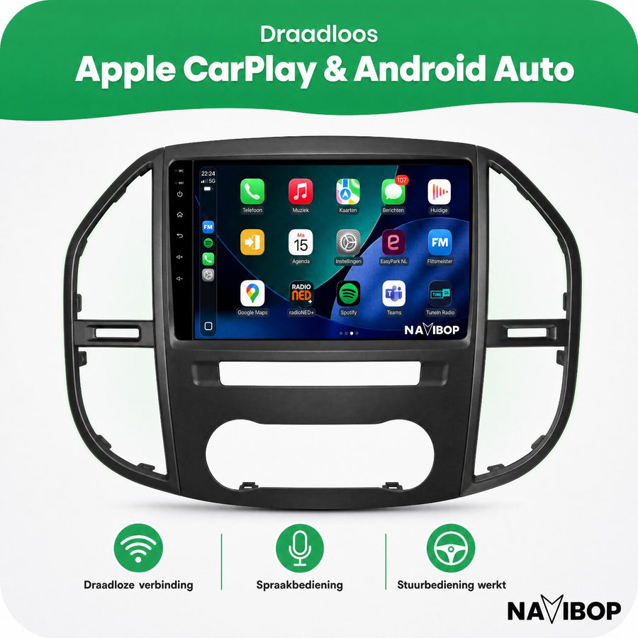 Mercedes Vito Versie 2 | Autoradio | CarPlay & Android Auto | Android 15.0 | 2014 t/m 2022