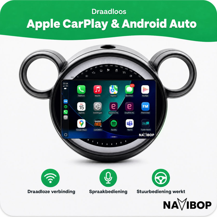 MINI Cooper Flaporen Hoog R60 R61 | Autoradio | CarPlay & Android Auto | Android 15.0 | 2010 t/m 2016