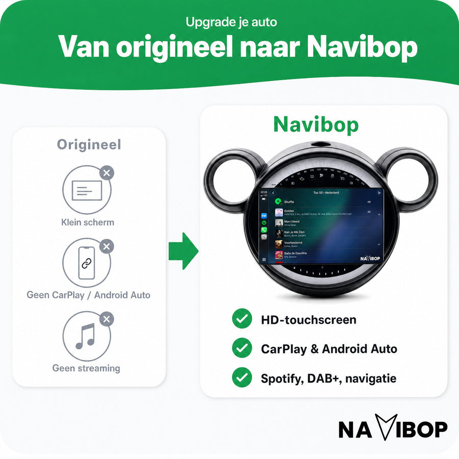 MINI Cooper Flaporen Hoog R60 R61 | Autoradio | CarPlay & Android Auto | Android 15.0 | 2010 t/m 2016