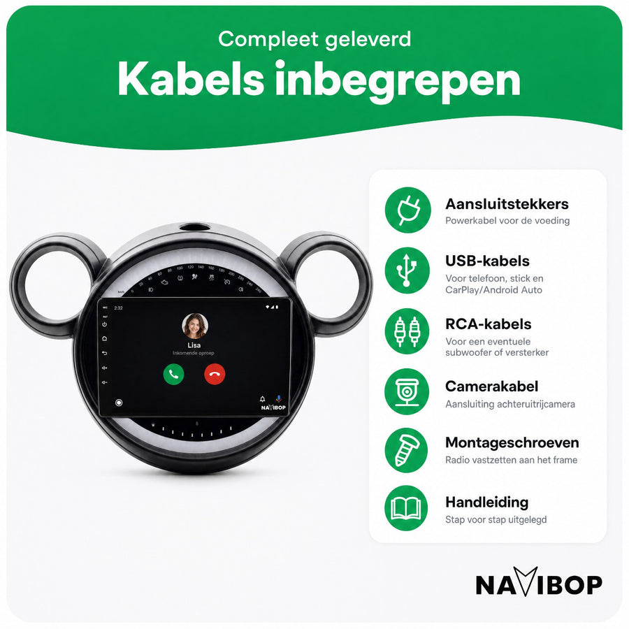 MINI Cooper Flaporen Hoog R60 R61 | Autoradio | CarPlay & Android Auto | Android 15.0 | 2010 t/m 2016