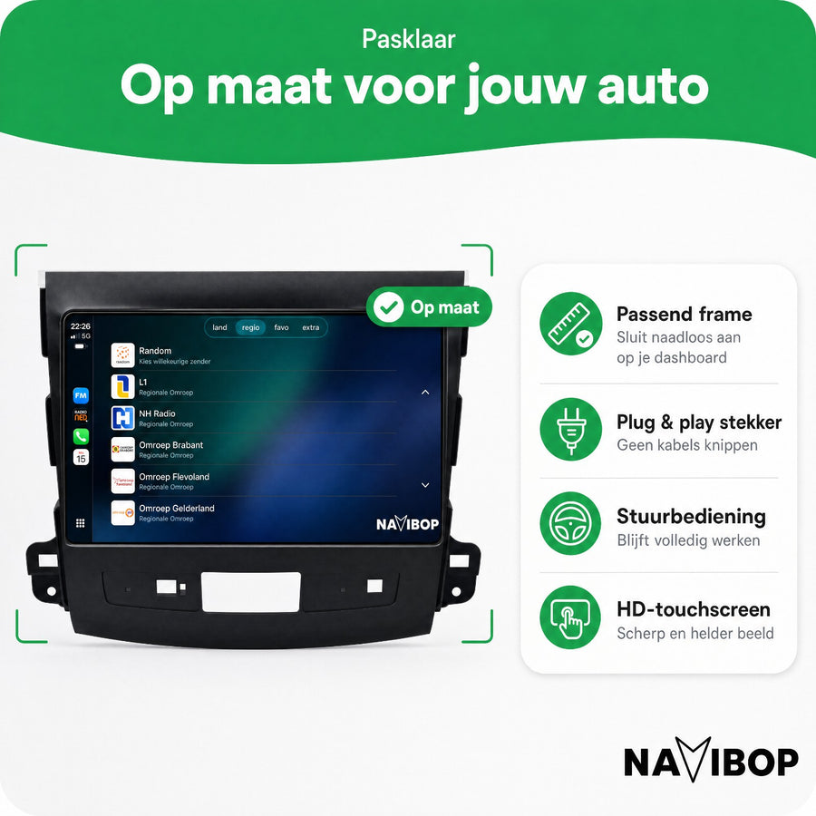 Mitsubishi Outlander | Autoradio | CarPlay & Android Auto | Android 15.0 | 2005 t/m 2012
