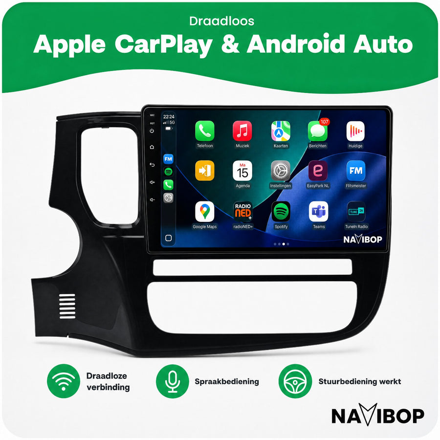 Mitsubishi Outlander 9" * * Versie 1 | Autoradio | CarPlay & Android Auto | Android 15.0 | 2012 t/m 2018