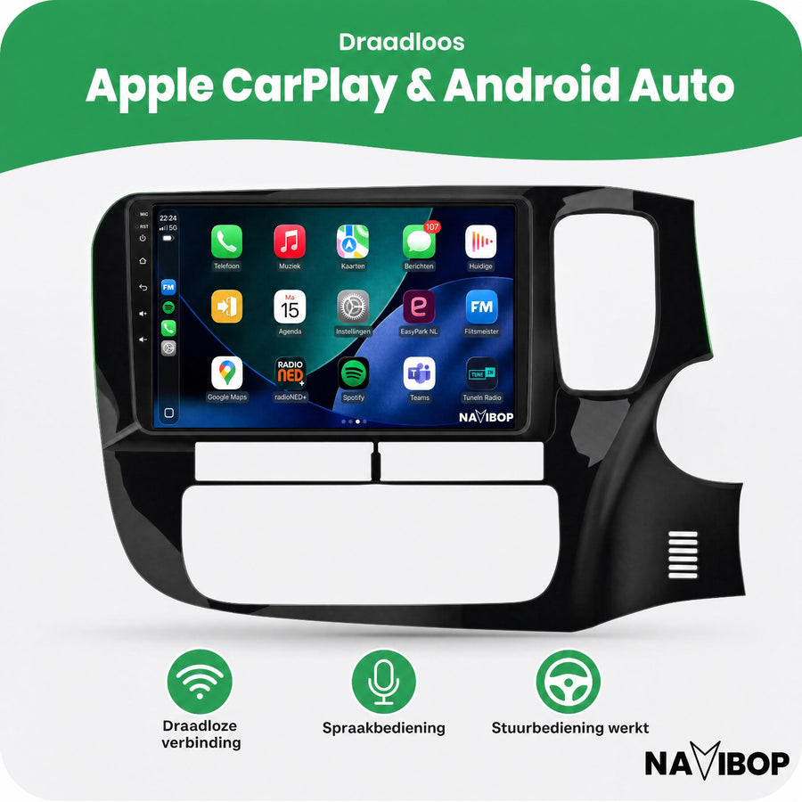 Mitsubishi Outlander 9" * * Versie 3 | Autoradio | CarPlay & Android Auto | Android 15.0 | 2012 t/m 2019