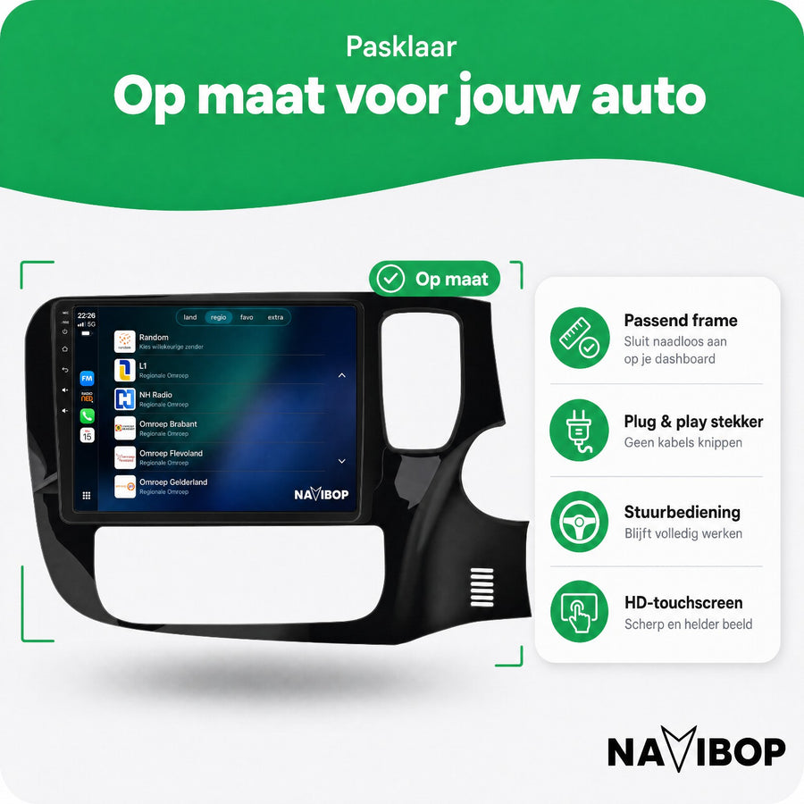 Mitsubishi Outlander 9" * * Versie 3 | Autoradio | CarPlay & Android Auto | Android 15.0 | 2012 t/m 2019