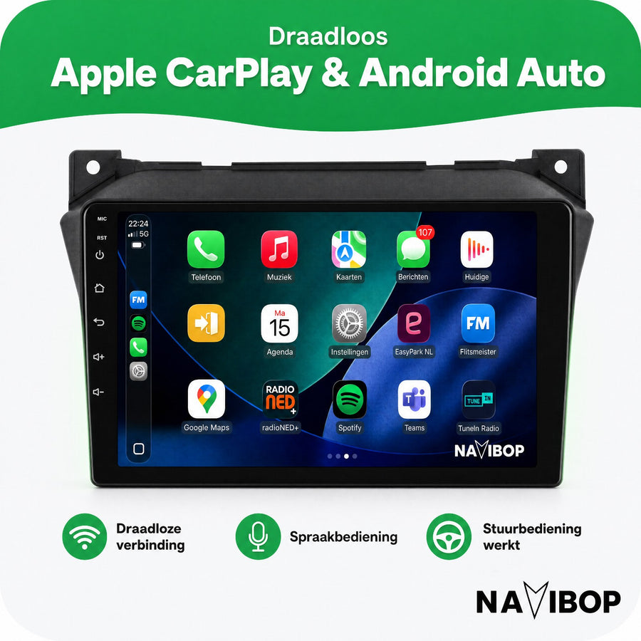Nissan Pixo Suzuki Alto | Autoradio | CarPlay & Android Auto | Android 15.0 | 2008 t/m 2014