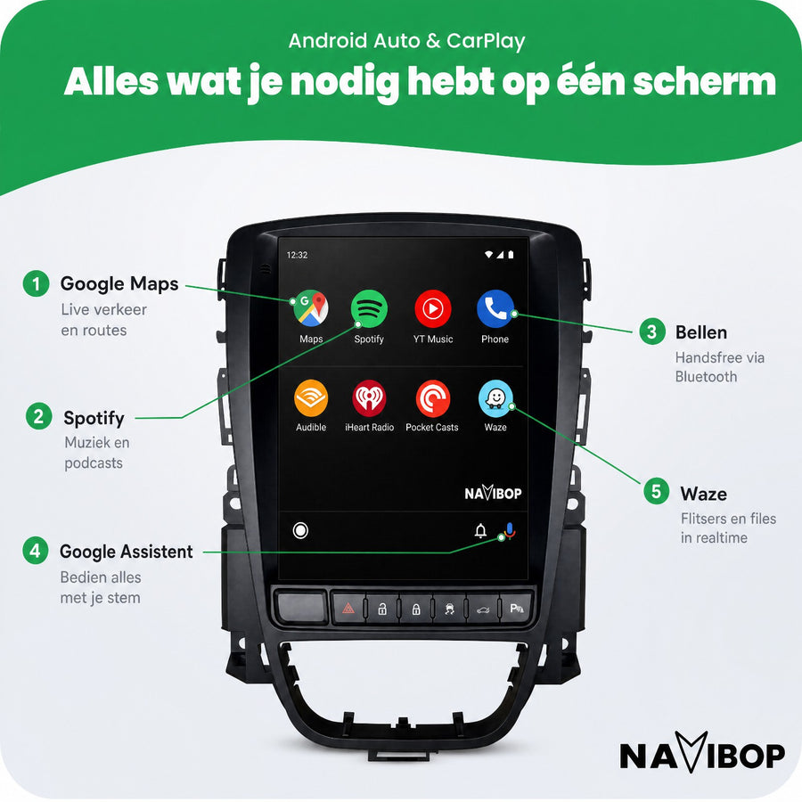 Opel Astra J Versie B | Autoradio | CarPlay & Android Auto | Android 15.0 | 2010 t/m 2015