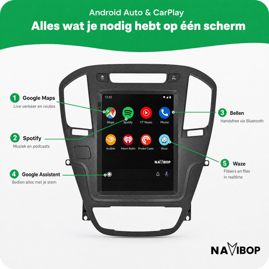 Opel Insignia Zwart | Autoradio | CarPlay & Android Auto | Android 15.0 | 2009 t/m 2013