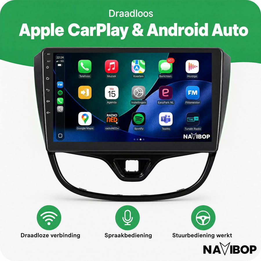 Opel Karl | Autoradio | CarPlay & Android Auto | Android 15.0 | 2015 t/m 2020