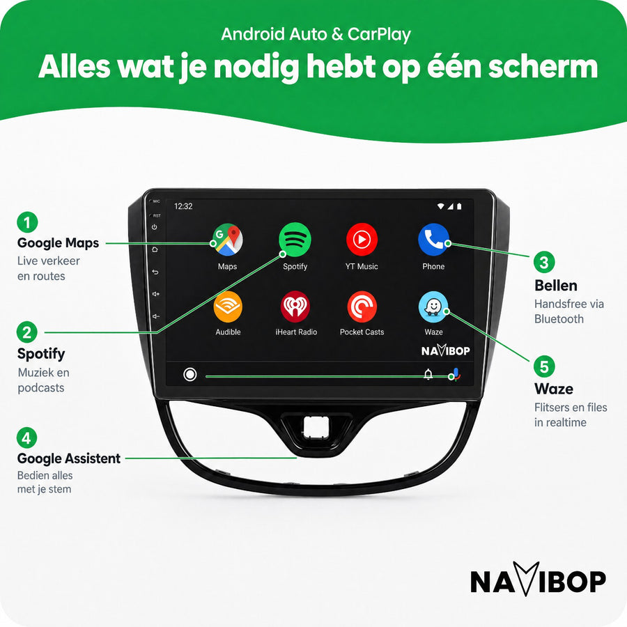 Opel Karl | Autoradio | CarPlay & Android Auto | Android 15.0 | 2015 t/m 2020