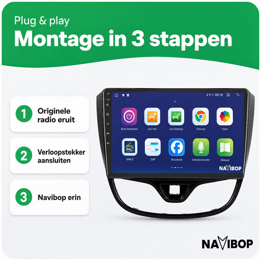 Opel Karl | Autoradio | CarPlay & Android Auto | Android 15.0 | 2015 t/m 2020