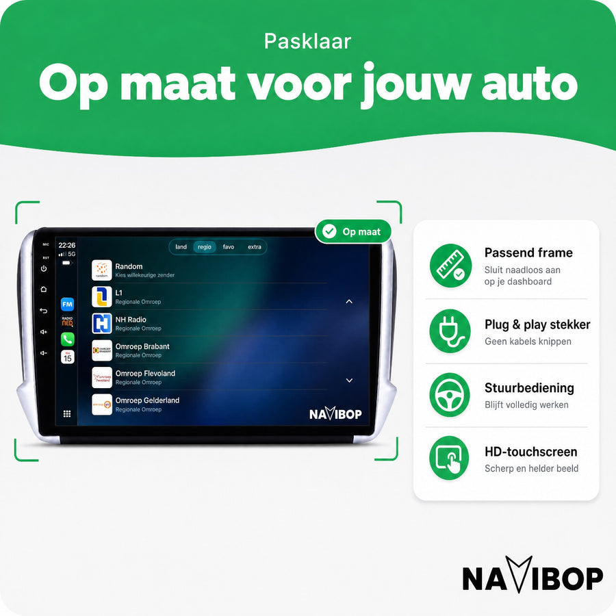 Peugeot 208 2008 | Autoradio | CarPlay & Android Auto | Android 15.0 | 2013 t/m 2020