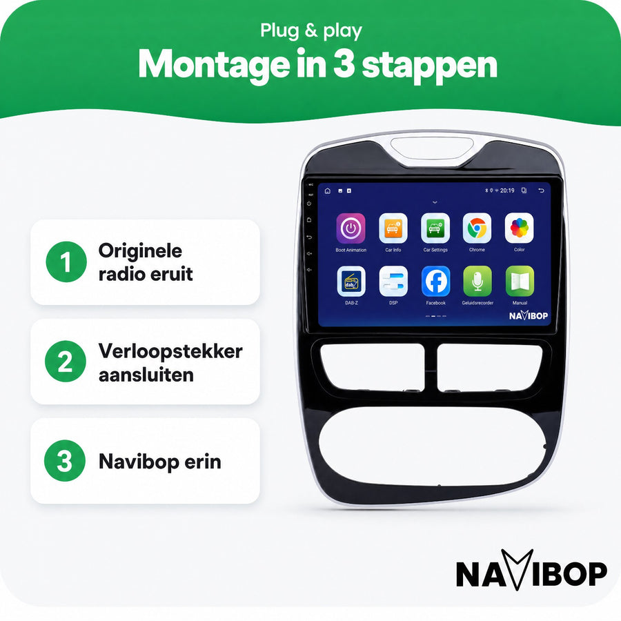 Renault Clio | Autoradio | CarPlay & Android Auto | Android 15.0 | 2012 t/m 2019