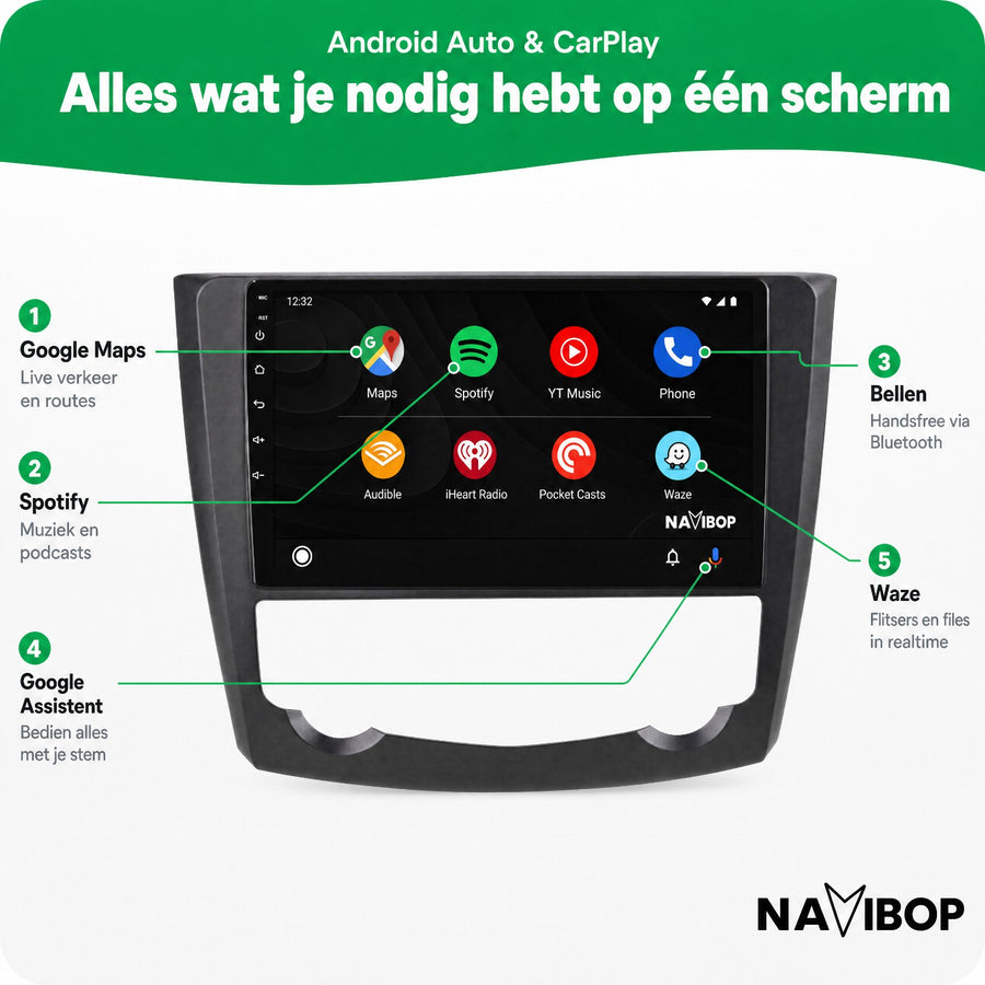 Renault Kadjar | Autoradio | CarPlay & Android Auto | Android 15.0 | 2015 t/m 2019