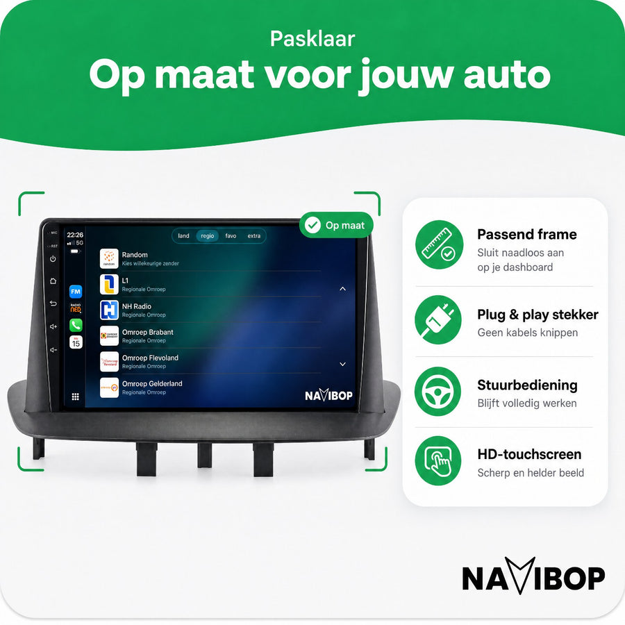 Renault Megane 3 | Autoradio | CarPlay & Android Auto | Android 15.0 | 2008 t/m 2015