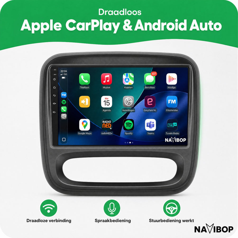 Renault Traffic Opel Vivaro | Autoradio | CarPlay & Android Auto | Android 15.0 | 2015 t/m 2019