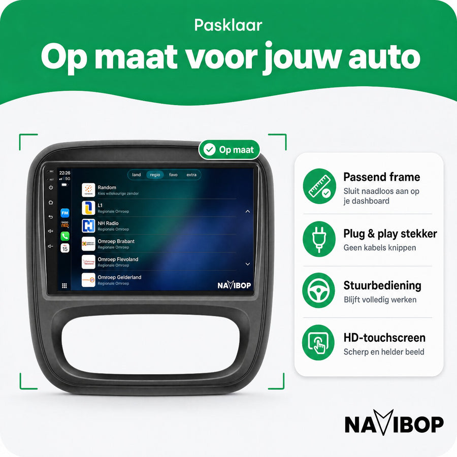 Renault Traffic Opel Vivaro | Autoradio | CarPlay & Android Auto | Android 15.0 | 2015 t/m 2019