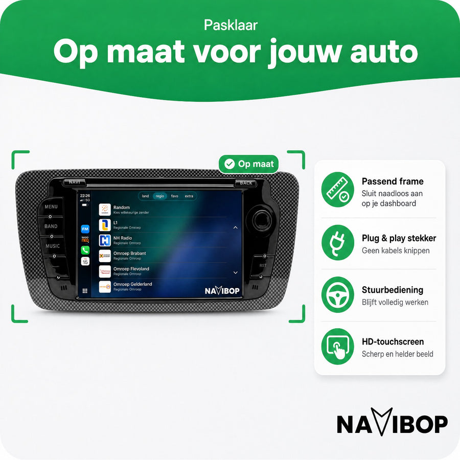 Seat Ibiza | Autoradio | CarPlay & Android Auto | Android 15.0 | 2009 t/m 2013