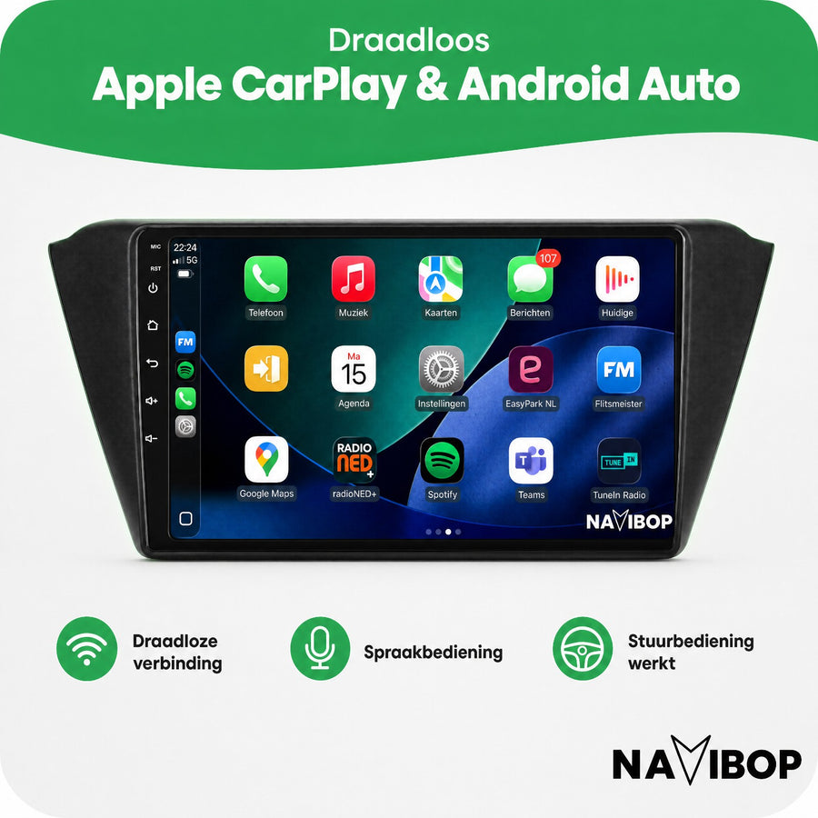Škoda Fabia | Autoradio | CarPlay & Android Auto | Android 15.0 | 2015 t/m 2019