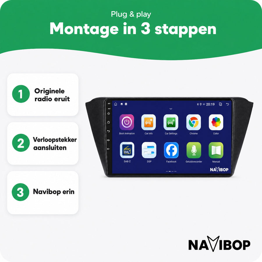 Škoda Fabia | Autoradio | CarPlay & Android Auto | Android 15.0 | 2015 t/m 2019