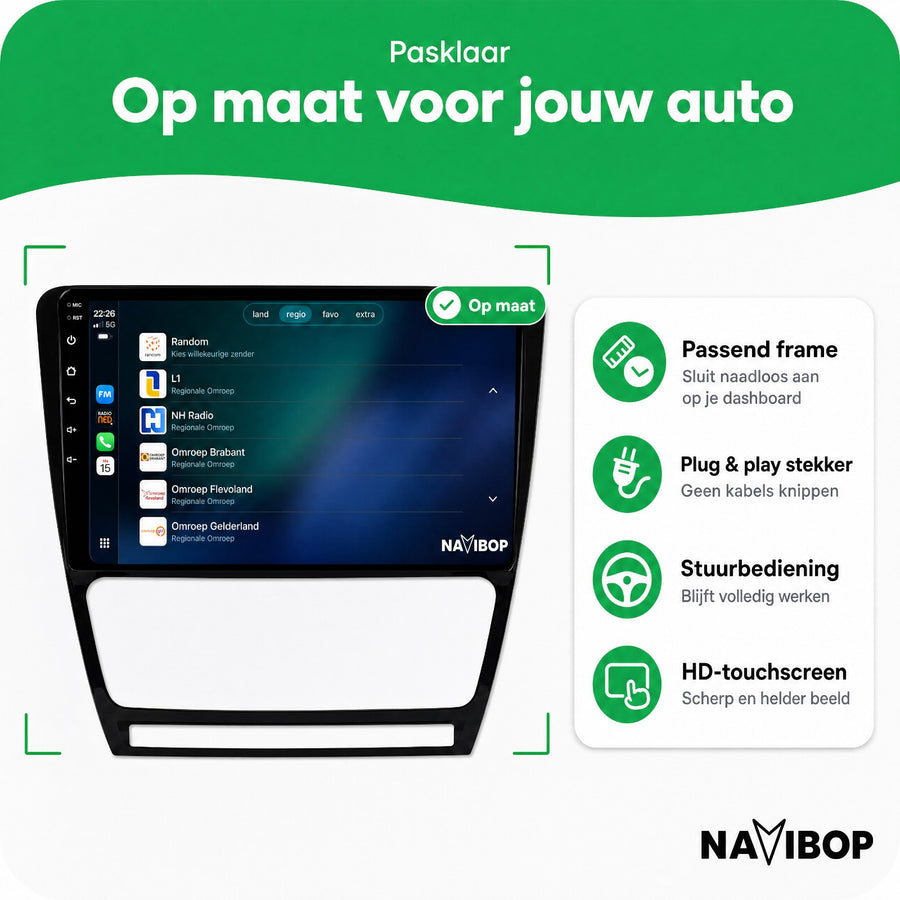 Škoda Octavia | Autoradio | CarPlay & Android Auto | Android 15.0 | 2007 t/m 2013
