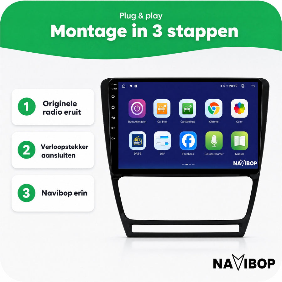 Škoda Octavia | Autoradio | CarPlay & Android Auto | Android 15.0 | 2007 t/m 2013