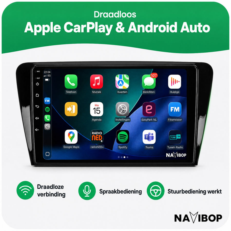 Škoda Octavia | Autoradio | CarPlay & Android Auto | Android 15.0 | 2012 t/m 2019