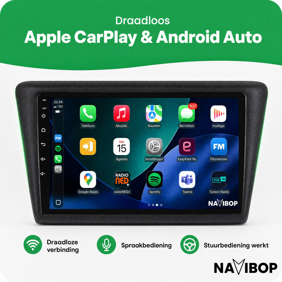 Škoda Rapid | Autoradio | CarPlay & Android Auto | Android 15.0 | 2013 t/m 2019