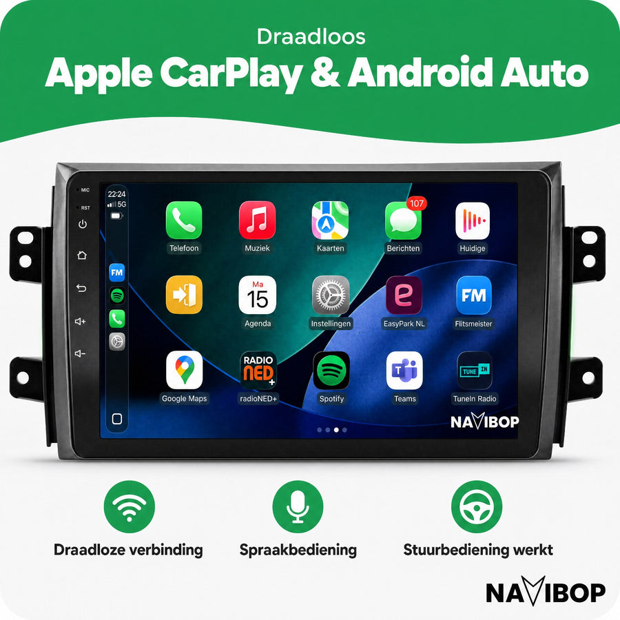 Suzuki SX4 | Autoradio | CarPlay & Android Auto | Android 15.0 | 2006 t/m 2013