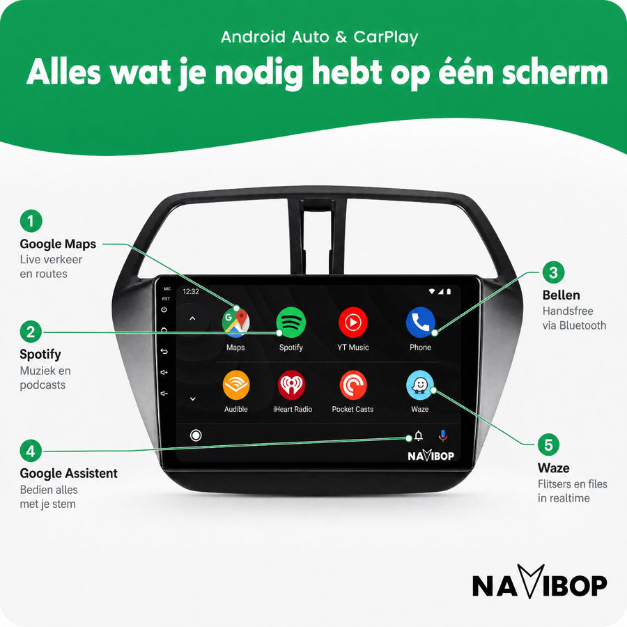 Suzuki SX4 S-cross | Autoradio | CarPlay & Android Auto | Android 15.0 | 2013 t/m 2021