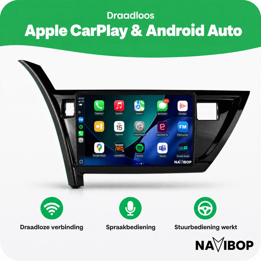 Toyota Auris Vierkant Gevarenlicht | Autoradio | CarPlay & Android Auto | Android 15.0 | 2013 t/m 2016