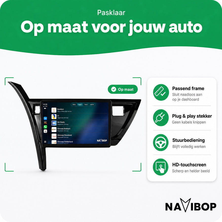 Toyota Auris Vierkant Gevarenlicht | Autoradio | CarPlay & Android Auto | Android 15.0 | 2013 t/m 2016