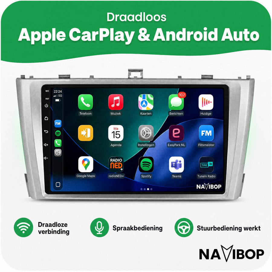 Toyota Avensis Zilver | Autoradio | CarPlay & Android Auto | Android 15.0 | 2008 t/m 2015