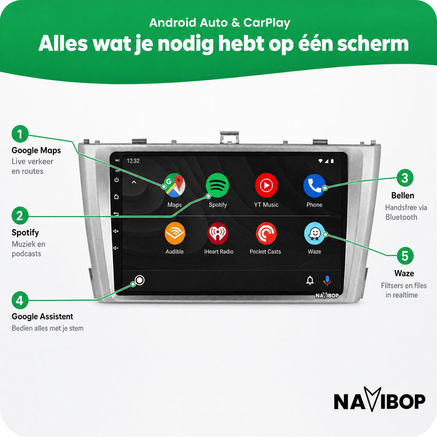 Toyota Avensis Zilver | Autoradio | CarPlay & Android Auto | Android 15.0 | 2008 t/m 2015