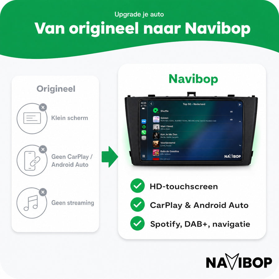 Toyota Avensis Zwart | Autoradio | CarPlay & Android Auto | Android 15.0 | 2009 t/m 2017
