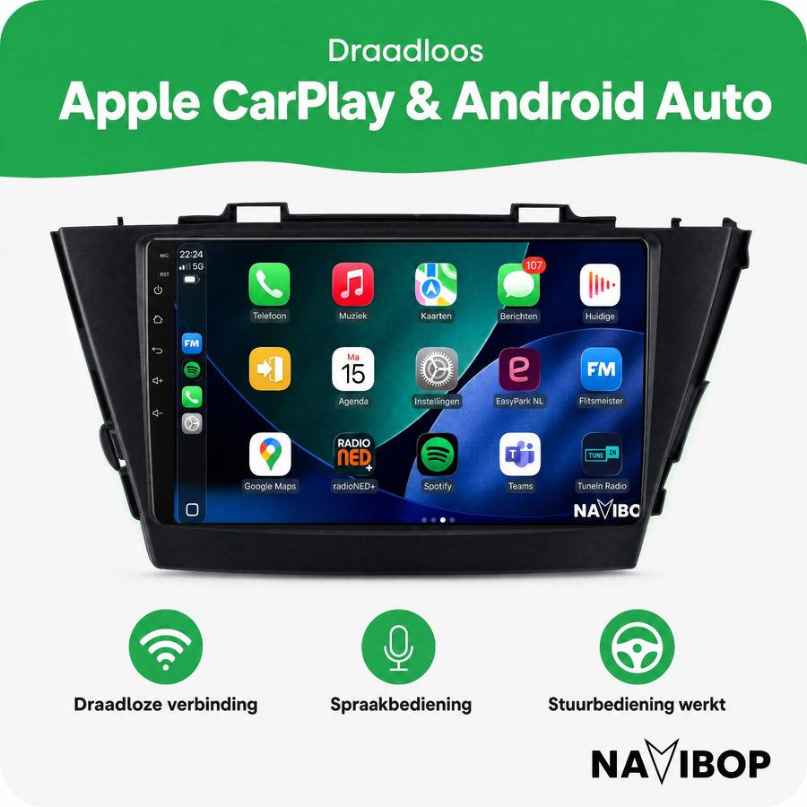 Toyota Prius Plus | Autoradio | CarPlay & Android Auto | Android 15.0 | 2012 t/m 2017