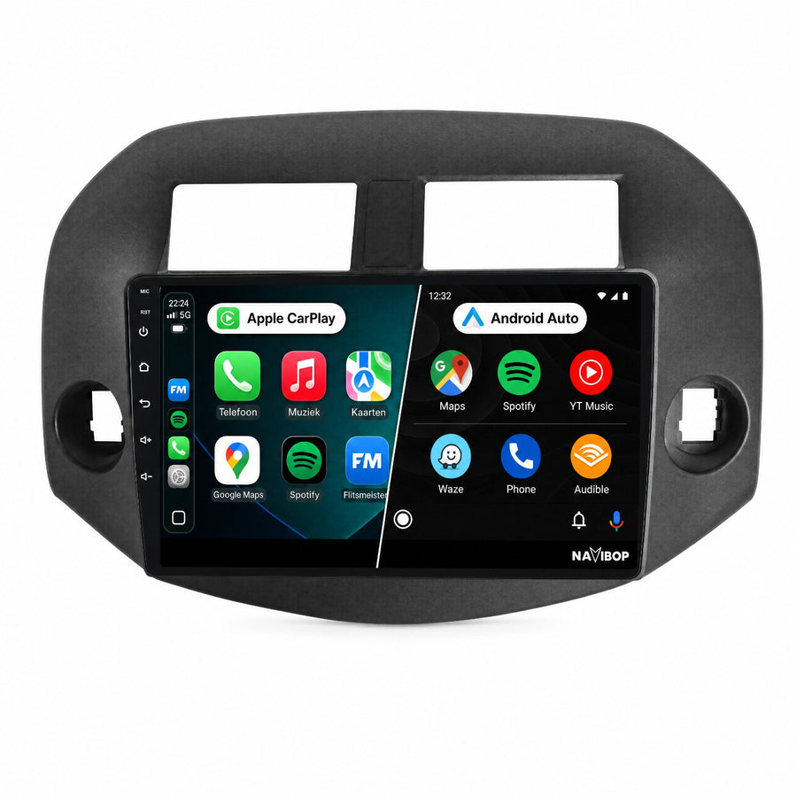 Toyota RAV-4 Zwart | Autoradio | CarPlay & Android Auto | Android 15.0 | 2005 t/m 2013