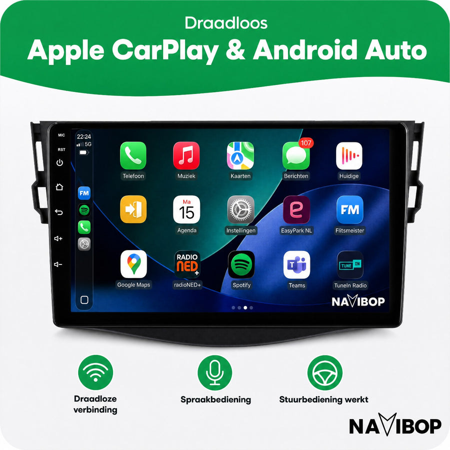 Toyota RAV4 | Autoradio | CarPlay & Android Auto | Android 15.0 | 2006 t/m 2013