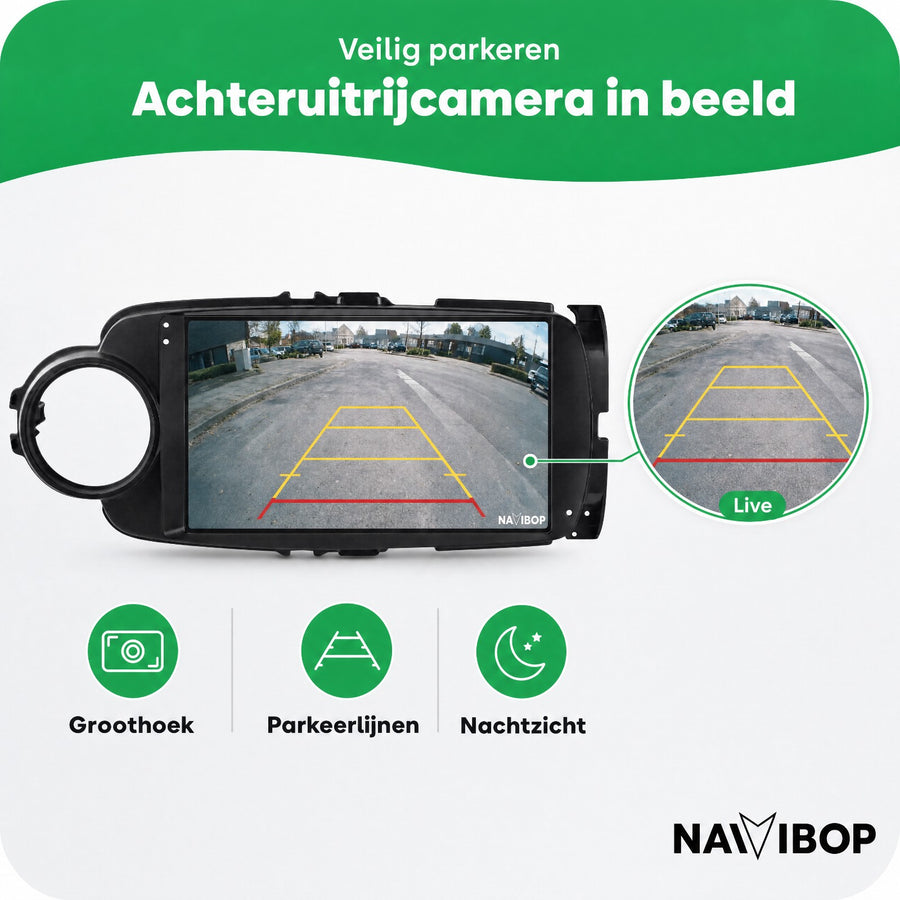 Toyota Yaris Zwart | Autoradio | CarPlay & Android Auto | Android 15.0 | 2011 t/m 2016