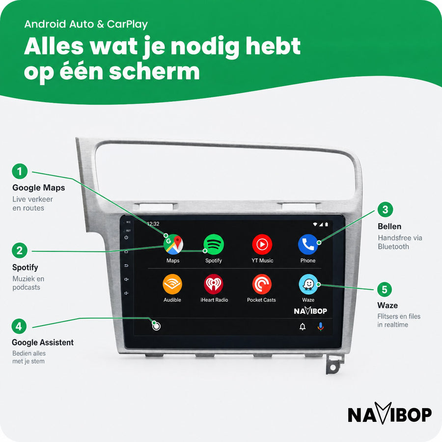 Volkswagen Golf Grijs | Autoradio | CarPlay & Android Auto | Android 15.0 | 2013 t/m 2020