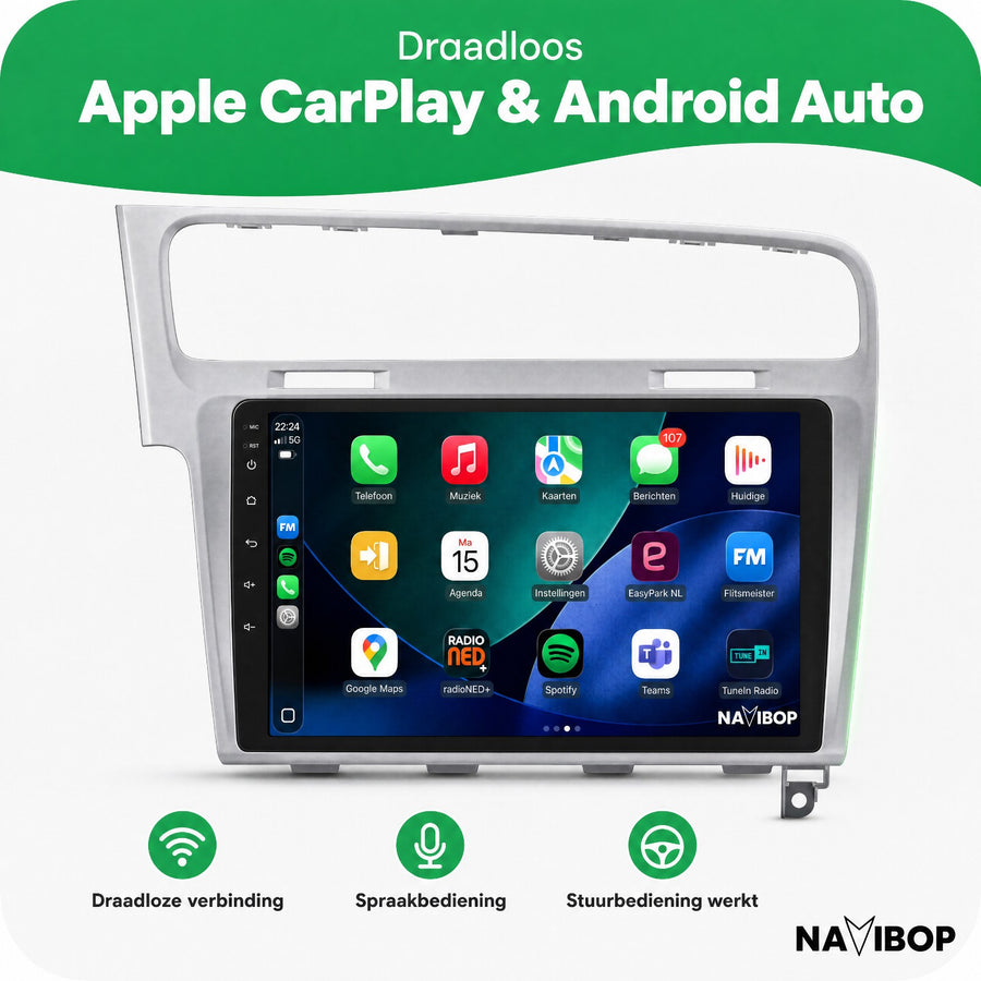 Volkswagen Golf Zilver | Autoradio | CarPlay & Android Auto | Android 15.0 | 2013 t/m 2020