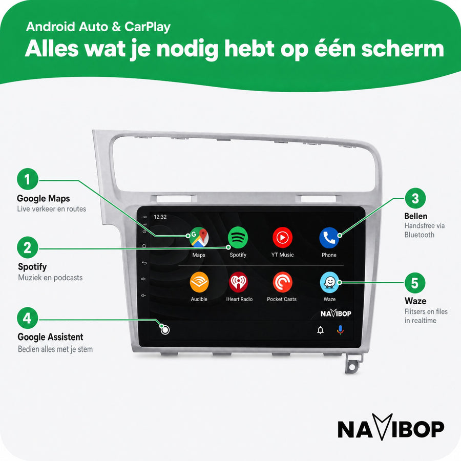 Volkswagen Golf Zilver | Autoradio | CarPlay & Android Auto | Android 15.0 | 2013 t/m 2020