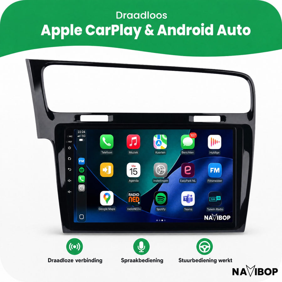 Volkswagen Golf Zwart | Autoradio | CarPlay & Android Auto | Android 15.0 | 2013 t/m 2020